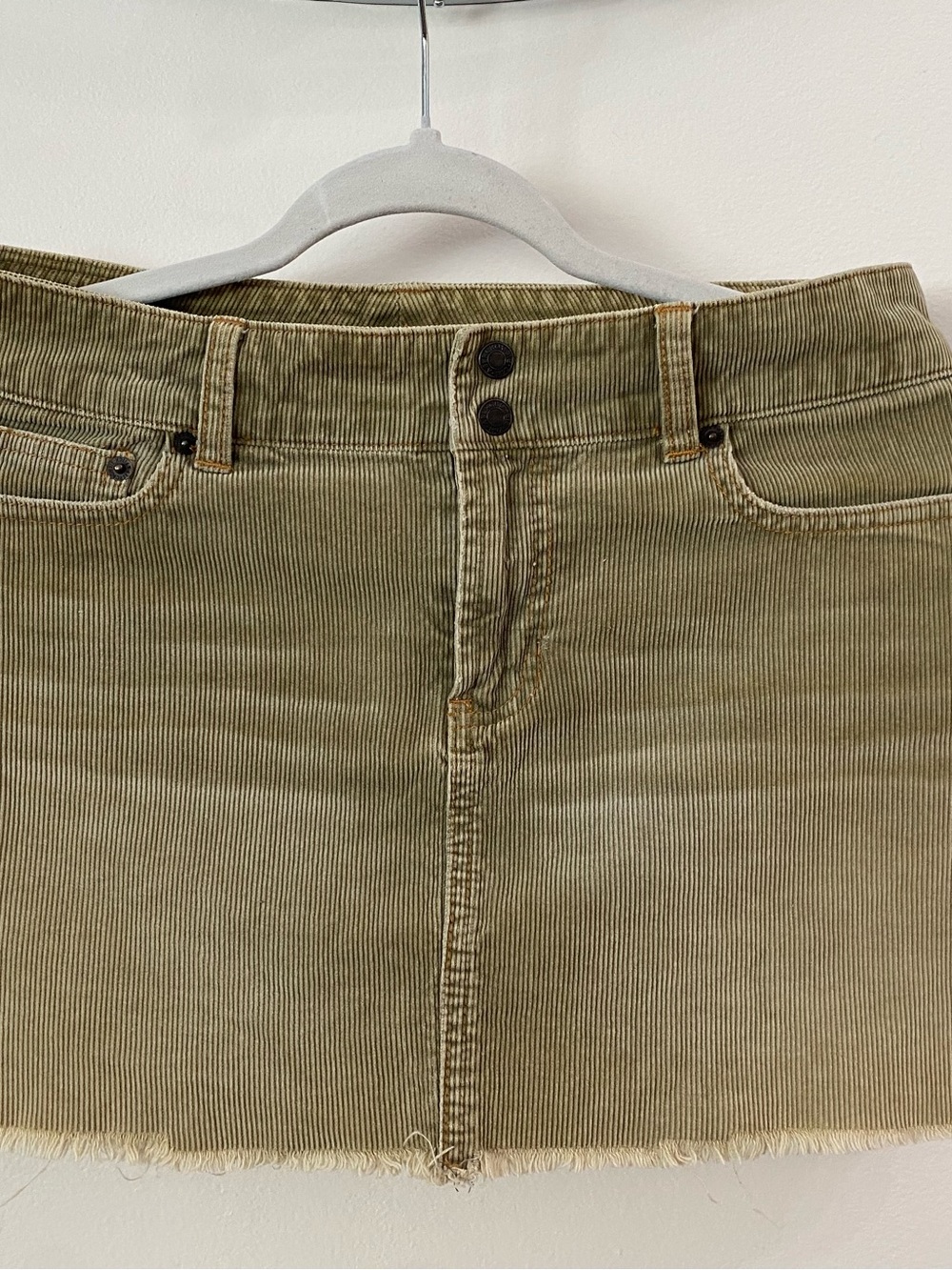 Abercrombie & Fitch Olive Green Corduroy Mini Skirt